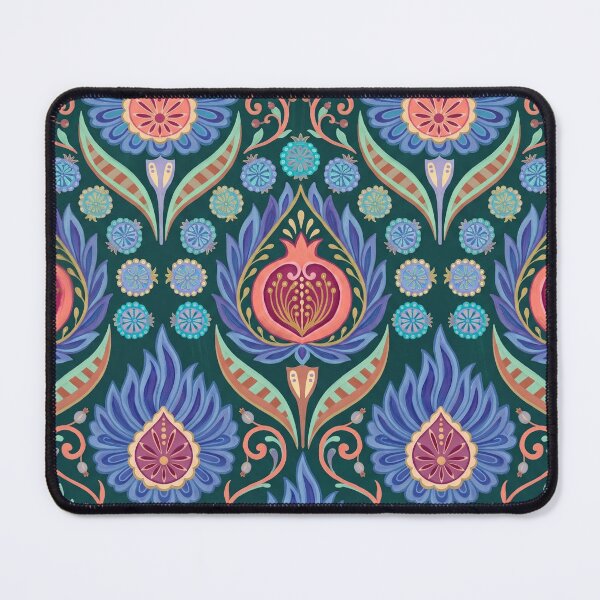 Item preview, Ornate Persian Folk Pomegranate Pattern Dark Teal & Jewel Tones designed and sold by 21 Tulips.