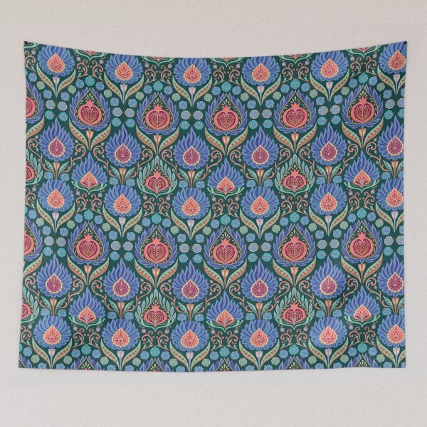 Item preview, Ornate Persian Folk Pomegranate Pattern Dark Teal & Jewel Tones designed and sold by 21 Tulips.