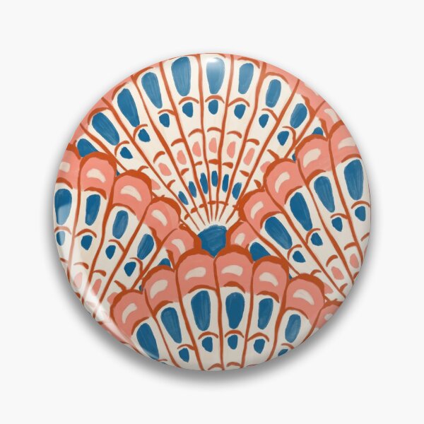 Item preview, Coastal Seashell Fan Pattern Coral & Royal Blue designed and sold by 21 Tulips.