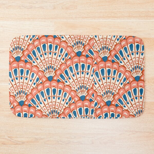Item preview, Coastal Seashell Fan Pattern Coral & Royal Blue designed and sold by 21 Tulips.