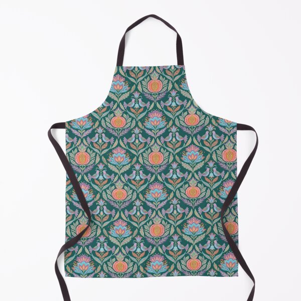 Item preview, Symmetrical Birds & Pomegranate Floral Pattern Teal designed and sold by 21 Tulips.