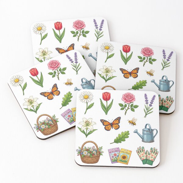 Item preview, flowers, butterflies and bees designed and sold by SoraPetals.