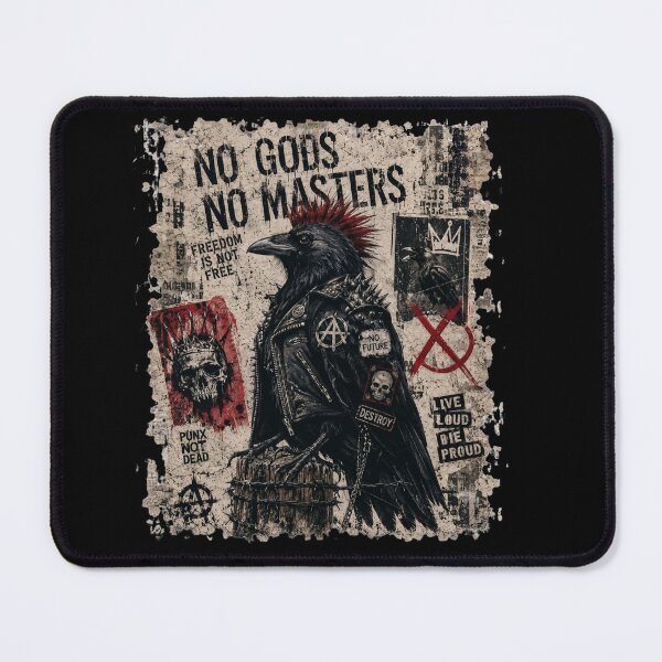 Item preview, No Gods No Masters Punk Raven Mohawk Leather Jacket Anarchy Poster designed and sold by BreezifyDesignStudio.