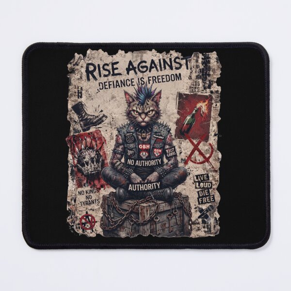 Item preview, Rise Against Punk Cat Defiance Is Freedom Anarchy Metalhead Poster designed and sold by BreezifyDesignStudio.