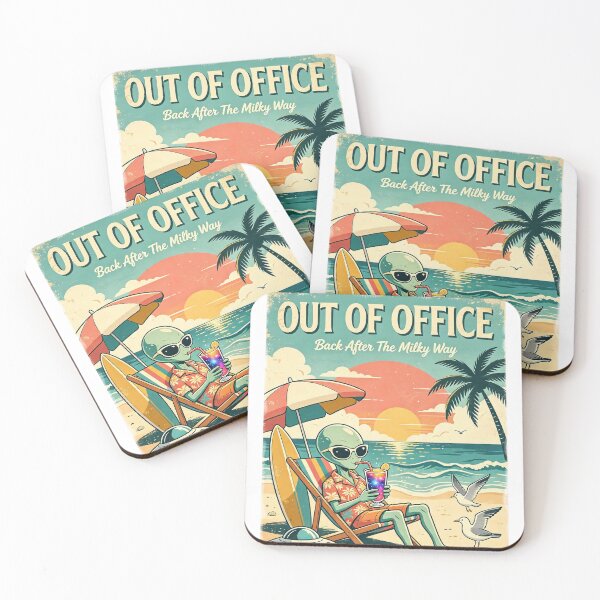 Item preview, Out Of Office Alien Vacation Vintage Beach Poster designed and sold by NatalieJeans.
