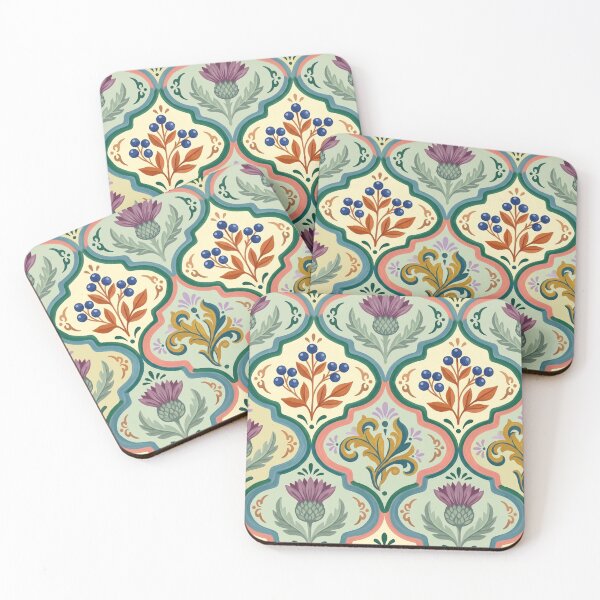 Item preview, Retro Thistle & Berry Tile Pattern Pastel designed and sold by 21 Tulips.