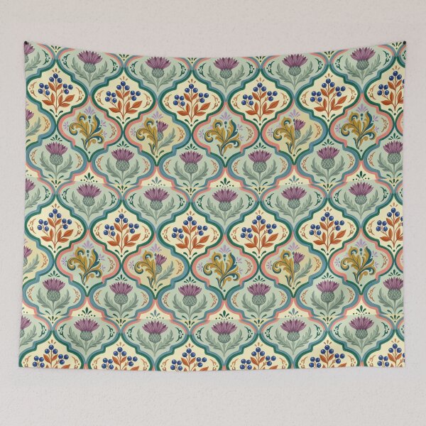 Item preview, Retro Thistle & Berry Tile Pattern Pastel designed and sold by 21 Tulips.