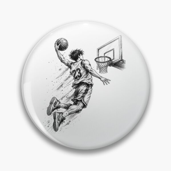 Artikelvorschau, Basketball-Dunk-Skizzen-Aufkleber | Dynamische Sport-Bleistiftzeichnung | Schwarz-Weiß-Athletendesign entworfen und verkauft von DKraftz.