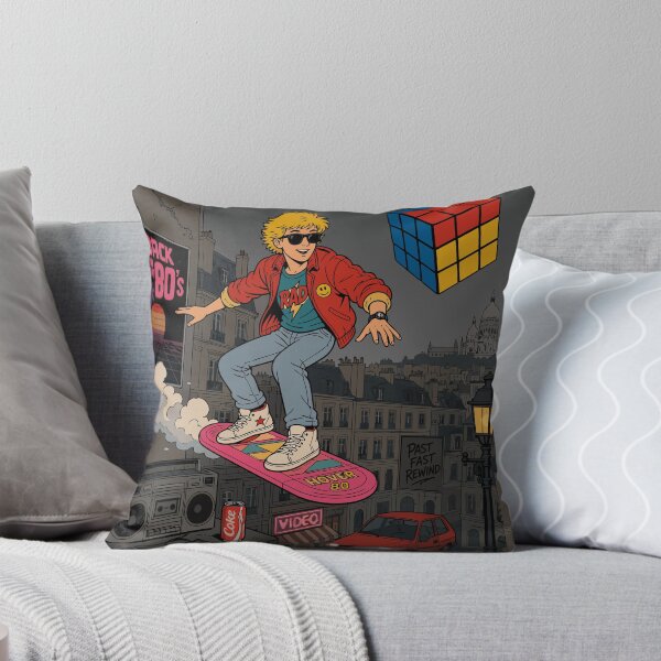 Item preview, Retro 80s Hoverboard Skateboarder City Adventure designed and sold by RosieKingArt.