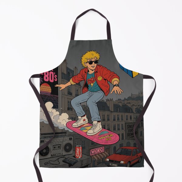 Item preview, Retro 80s Hoverboard Skateboarder City Adventure designed and sold by RosieKingArt.