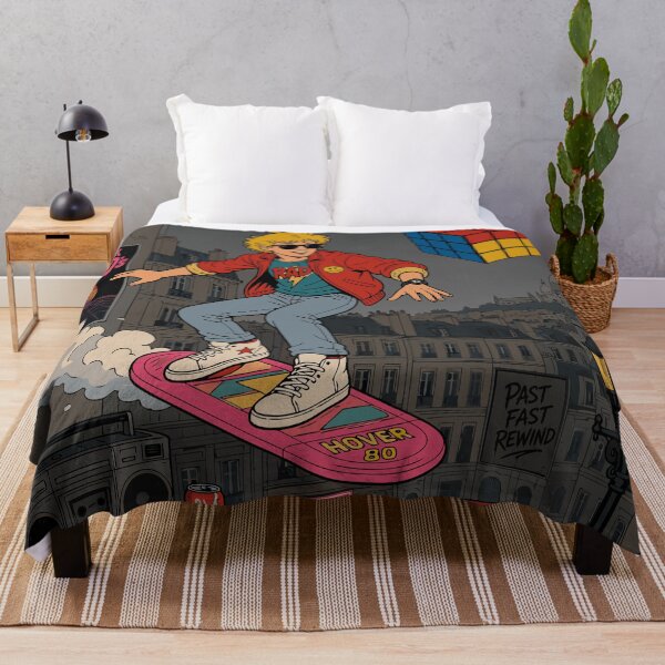 Item preview, Retro 80s Hoverboard Skateboarder City Adventure designed and sold by RosieKingArt.