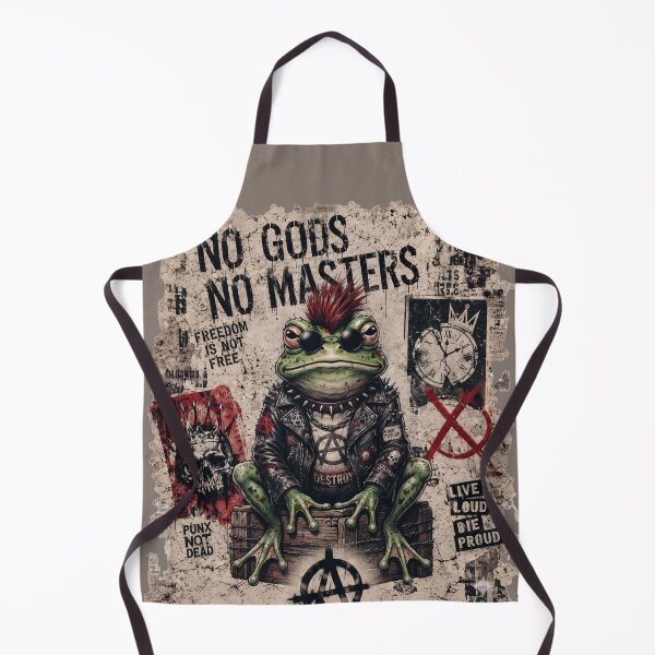 Item preview, No Gods No Masters Punk Frog Red Mohawk Sunglasses Leather Jacket designed and sold by BreezifyDesignStudio.
