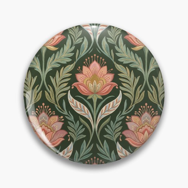 Item preview, Arts and Crafts Floral Damask Pattern Dark Green designed and sold by 21 Tulips.