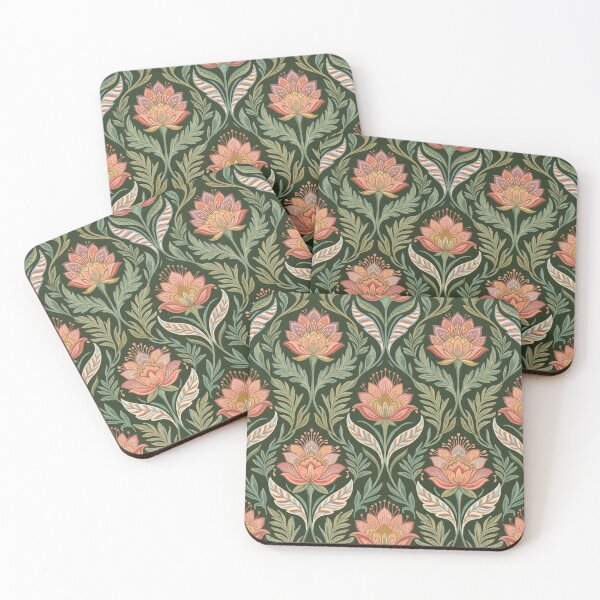 Item preview, Arts and Crafts Floral Damask Pattern Dark Green designed and sold by 21 Tulips.