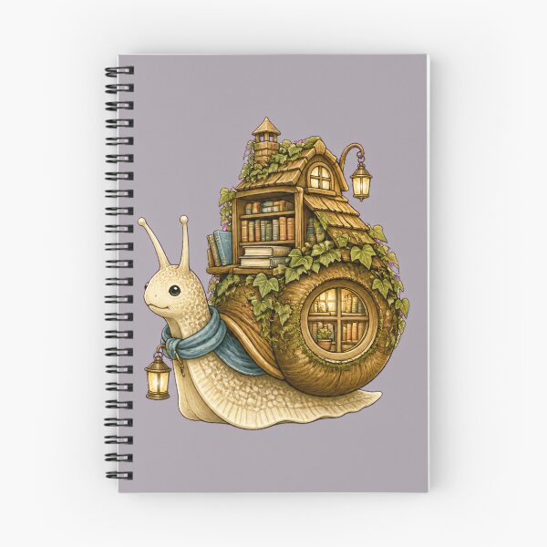 Item preview, Cozy Bookish Snail Carrying a Tiny Library designed and sold by Tender Oddities Studio.