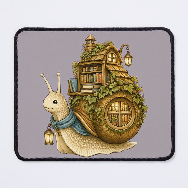 Item preview, Cozy Bookish Snail Carrying a Tiny Library designed and sold by Tender Oddities Studio.