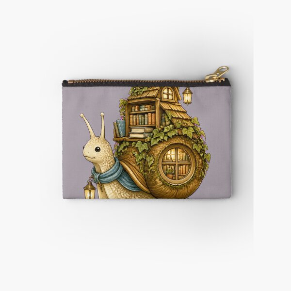 Item preview, Cozy Bookish Snail Carrying a Tiny Library designed and sold by Tender Oddities Studio.