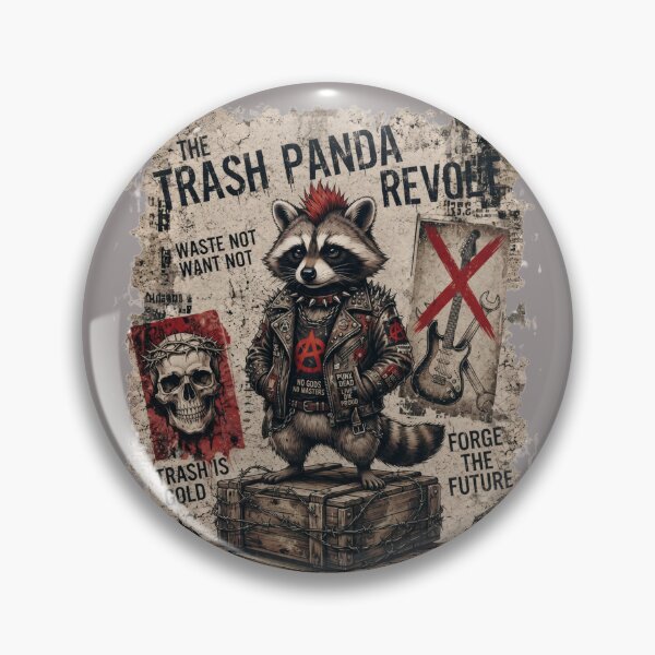 Item preview, The Trash Panda Revolt Punk Raccoon Anarchy Leather Jacket Poster designed and sold by BreezifyDesignStudio.