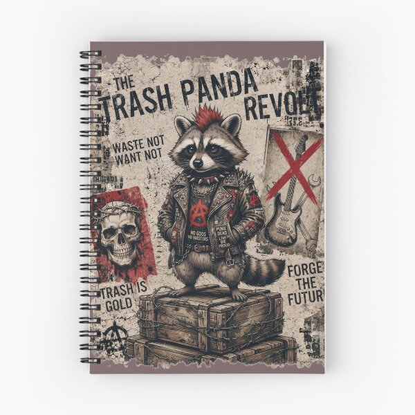 Item preview, The Trash Panda Revolt Punk Raccoon Anarchy Leather Jacket Poster designed and sold by BreezifyDesignStudio.