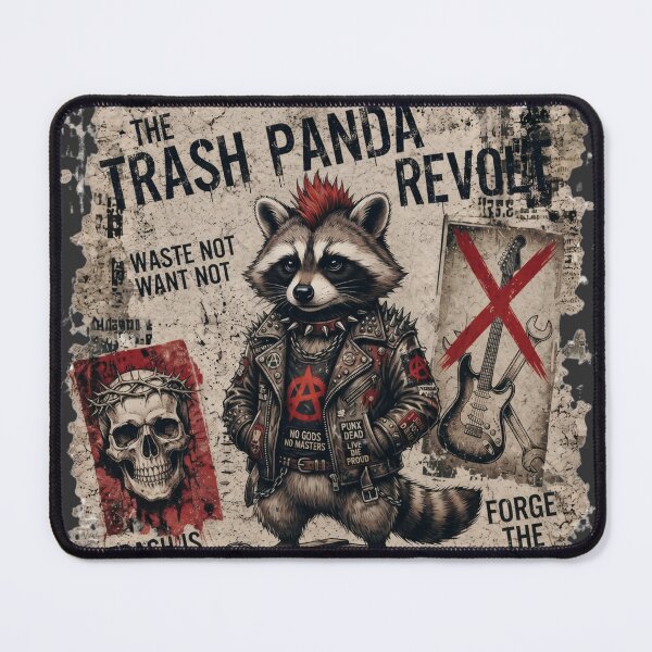 Item preview, The Trash Panda Revolt Punk Raccoon Anarchy Leather Jacket Poster designed and sold by BreezifyDesignStudio.