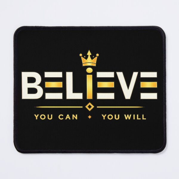 Item preview, Believe Motivational Quote | You Can You Will | Inspirational Typography | Gold Crown Success Mindset | Positive Affirmation Text designed and sold by TheAllInStore.