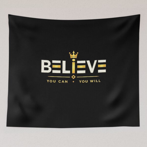Item preview, Believe Motivational Quote | You Can You Will | Inspirational Typography | Gold Crown Success Mindset | Positive Affirmation Text designed and sold by TheAllInStore.