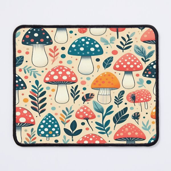 Item preview, A Vibrant And Colorful Illustration Of Mushroom and Flowers Pattern with Lush Greenery Surrounding designed and sold by Matt_Smith.