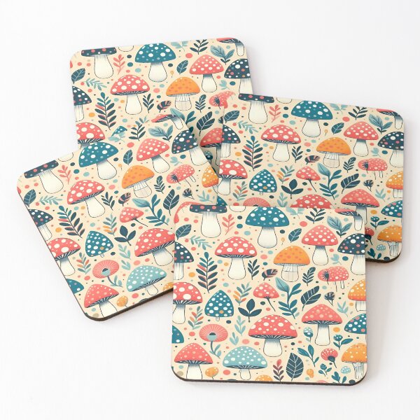 Item preview, A Vibrant And Colorful Illustration Of Mushroom and Flowers Pattern with Lush Greenery Surrounding designed and sold by Matt_Smith.