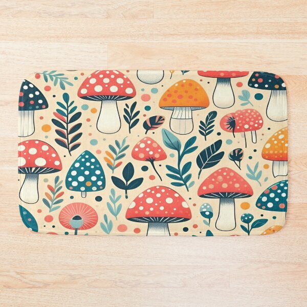 Item preview, A Vibrant And Colorful Illustration Of Mushroom and Flowers Pattern with Lush Greenery Surrounding designed and sold by Matt_Smith.