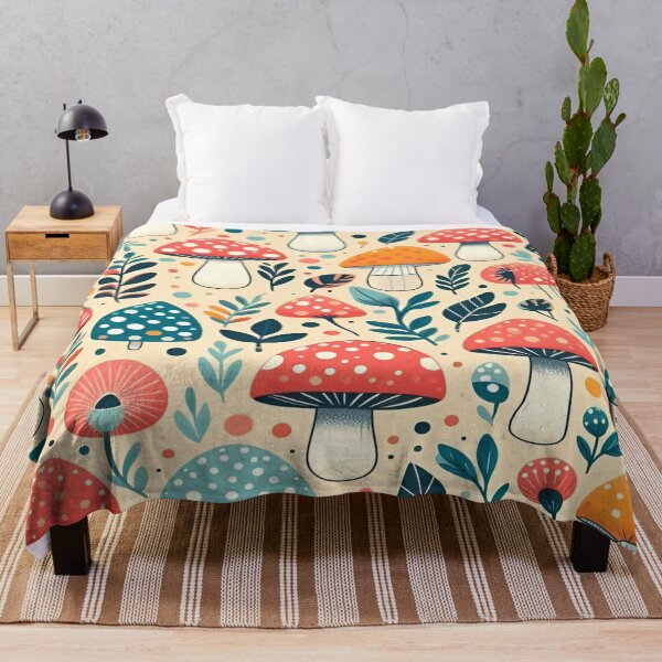 Item preview, A Vibrant And Colorful Illustration Of Mushroom and Flowers Pattern with Lush Greenery Surrounding designed and sold by Matt_Smith.