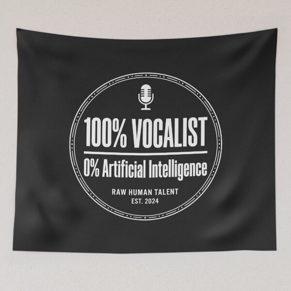 Item preview, 100% Vocalist 0% Artificial Intelligence Musician Humor Retro Badge designed and sold by SplashTastic.