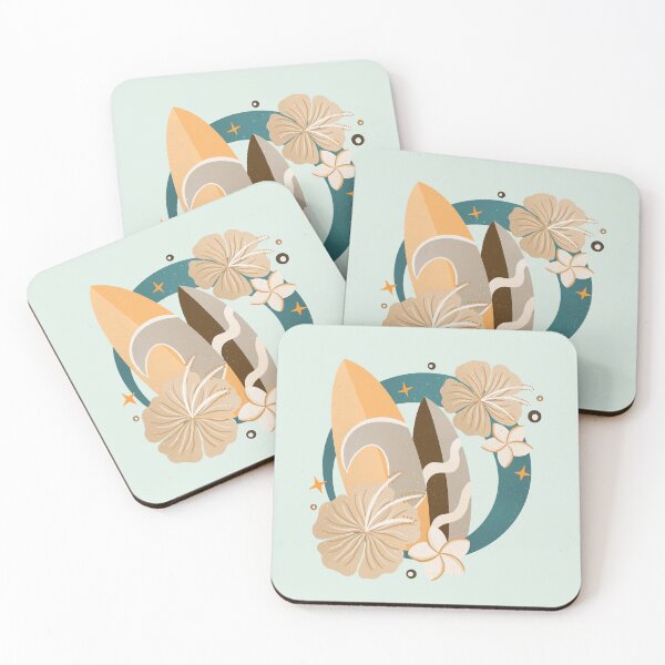 Item preview, Retro Surfboards Badge - cream, sand and teal designed and sold by Home Cyn Home.