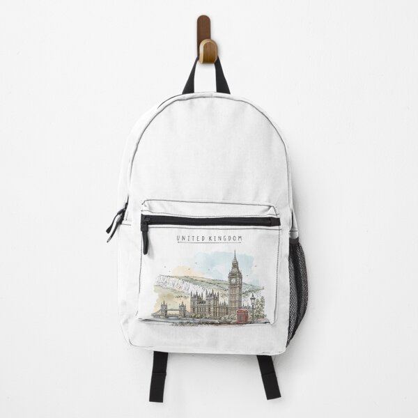 Item preview, United Kingdom Landmarks Vintage Travel Poster Minimal Watercolor designed and sold by Sketchbook Studio by Aqsaa.