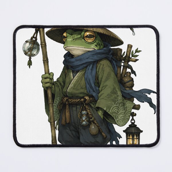 Item preview, Traveler Frog Monk with Blue Scarf designed and sold by Jaideep Walia.