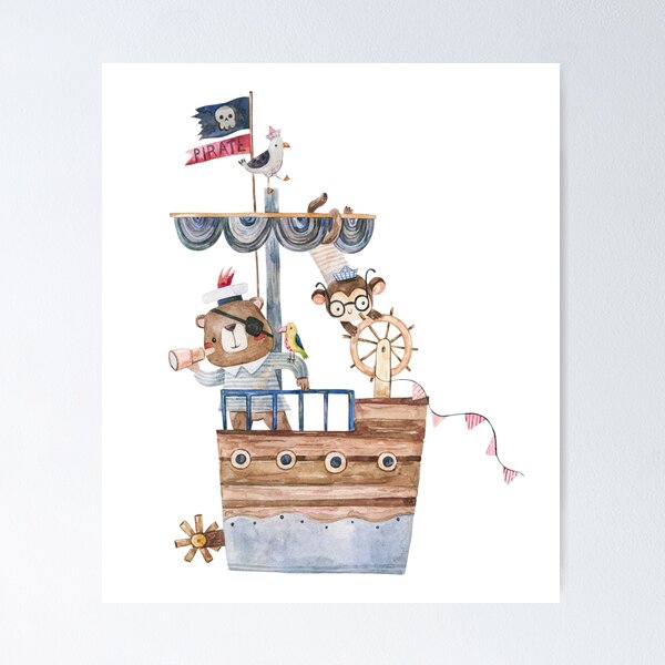 Item preview, Watercolor Bear & Monkey Nursery Art designed and sold by RiderSpoon.
