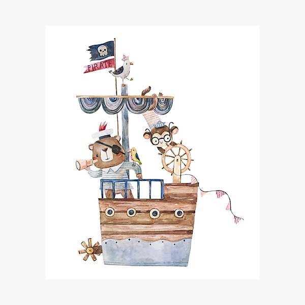 Item preview, Watercolor Bear & Monkey Nursery Art designed and sold by RiderSpoon.