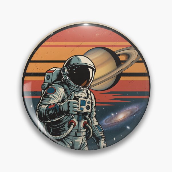 Item preview, Vintage Astronaut Giving Thumbs Up Retro Space Explorer Badge Saturn Galaxy T-Shirt Sticker designed and sold by Louliloulita.