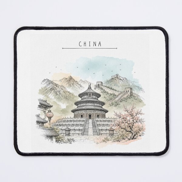 Item preview, China Landmarks Vintage Travel Poster Minimal Watercolor designed and sold by Sketchbook Studio by Aqsaa.