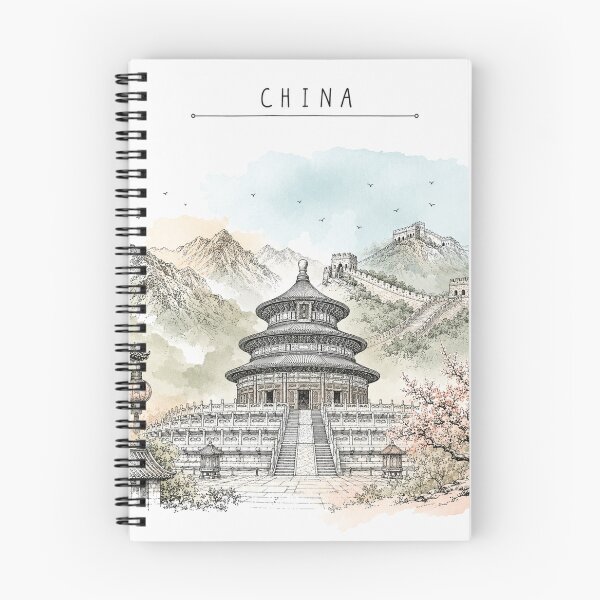 Item preview, China Landmarks Vintage Travel Poster Minimal Watercolor designed and sold by Sketchbook Studio by Aqsaa.