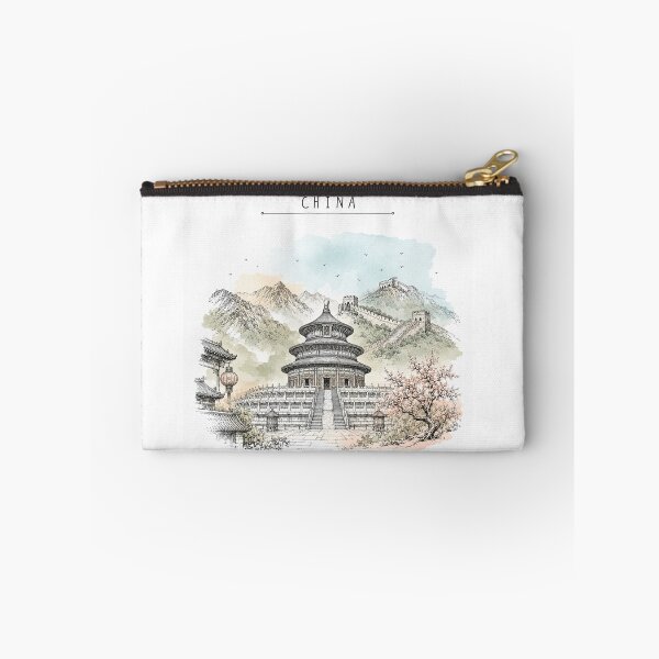Item preview, China Landmarks Vintage Travel Poster Minimal Watercolor designed and sold by Sketchbook Studio by Aqsaa.