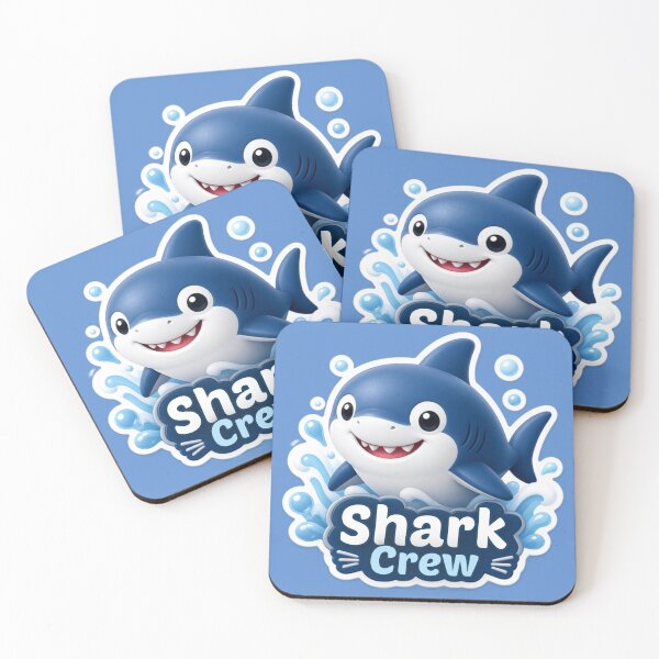 Item preview, Shark Crew Cute Blue Shark  designed and sold by inkaylindesign.