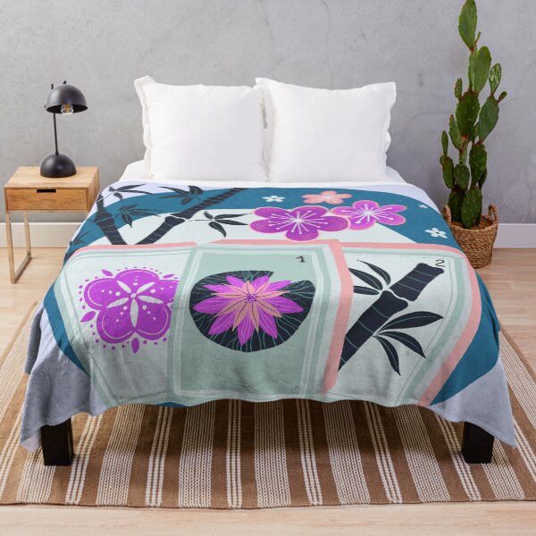 Item preview, Mahjong Garden - retro bubble badge - pink and teal designed and sold by Home Cyn Home.