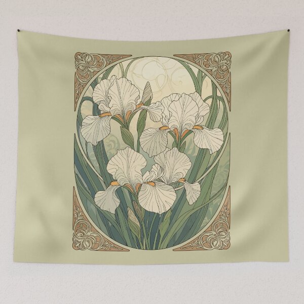 Item preview, Happy February Birthday Iris Flowers Art Nouveau designed and sold by taiche.