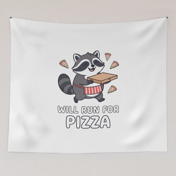 Item preview, Cute Raccoon Delivering Pizza With Slices designed and sold by Owcomm.