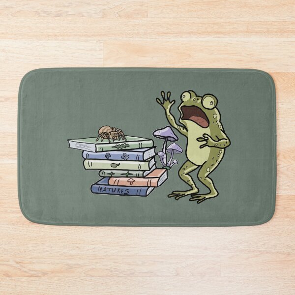 Item preview, Frog Shocked by Spider on Bookstack Cottagecore Art designed and sold by LeshanArt.