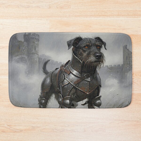 Item preview, Medieval Black Terrier Knight Fantasy Art | Noble Warrior Dog in Gothic Castle designed and sold by cr6zym1nd.