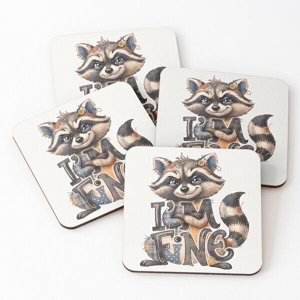 Item preview, I'm Fine, Sarcastic Raccoon, Funny Meme Animal designed and sold by SolaoLab.