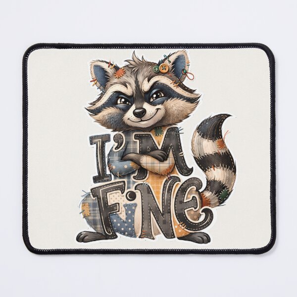 Item preview, I'm Fine, Sarcastic Raccoon, Funny Meme Animal designed and sold by SolaoLab.
