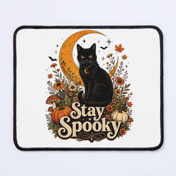 Item preview, Stay Spooky Black Cat Halloween T-Shirt Vintage Witch Cat Tee designed and sold by happyshirt27.