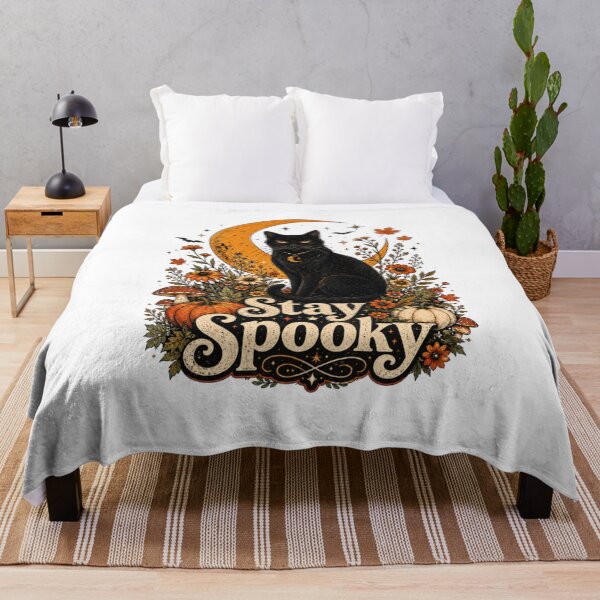 Item preview, Stay Spooky Black Cat Halloween T-Shirt Vintage Witch Cat Tee designed and sold by happyshirt27.